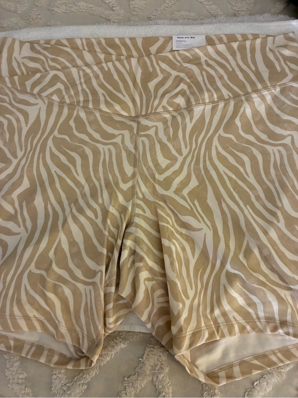 NWT Old Navy Beige and White Zebra Print Bike Shorts stylish